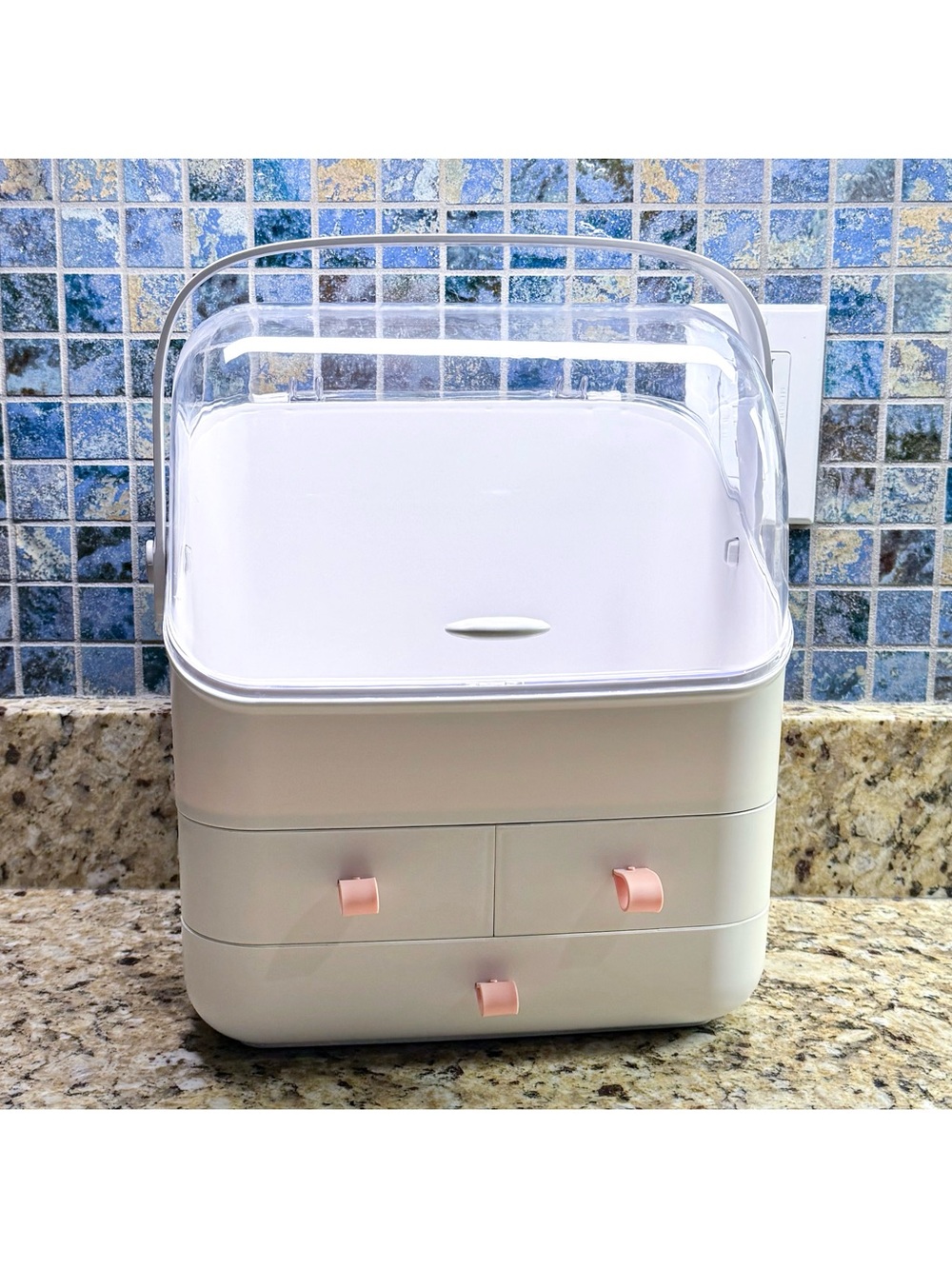 3-Tier Cosmetic Display Skincare Makeup Cosmetics Organizer with Carry Handle